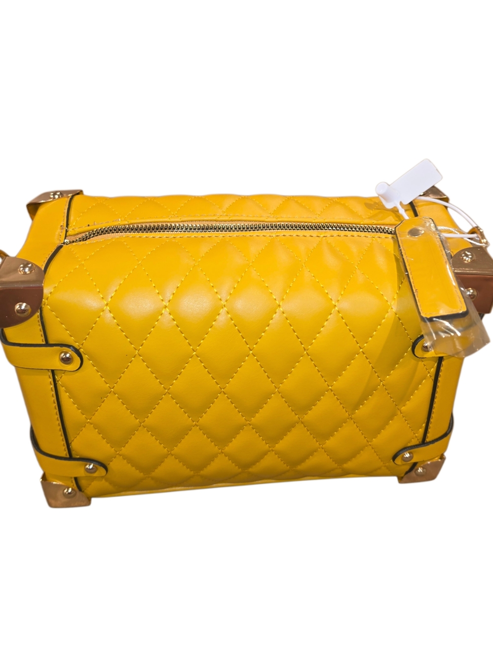 Brand New - Yellow Quilted Barrel Crossbody Bag